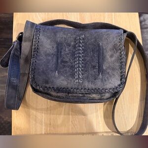 Stylish Black / dark grey Leather Crossbody Bag Bed Stu Cobbler Series crossbody